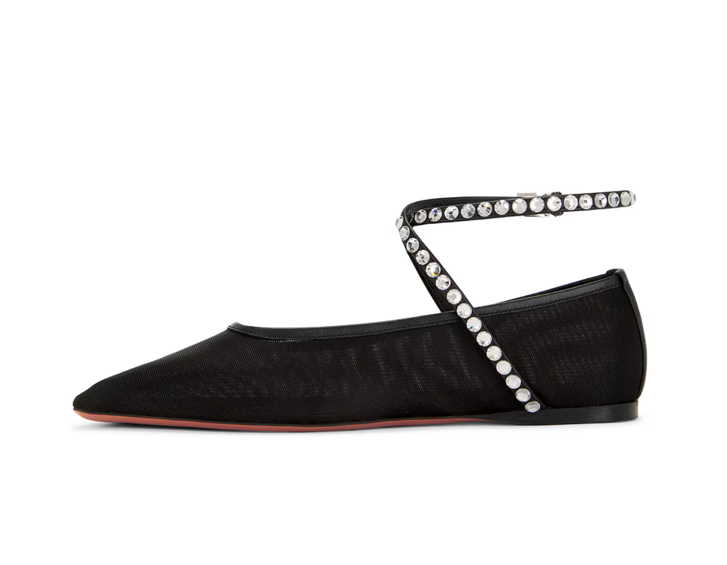 AMINA MUADDI Ane Mesh Crystal Flat in Black - Size 39 - NIB