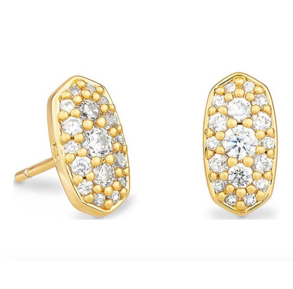 CURATED by Kira Kendra Scott Grayson stud earrings in 14k gold plated brass with white crystal CZ stones.