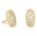 CURATED by Kira Kendra Scott Grayson stud earrings in 14k gold plated brass with white crystal CZ stones.
