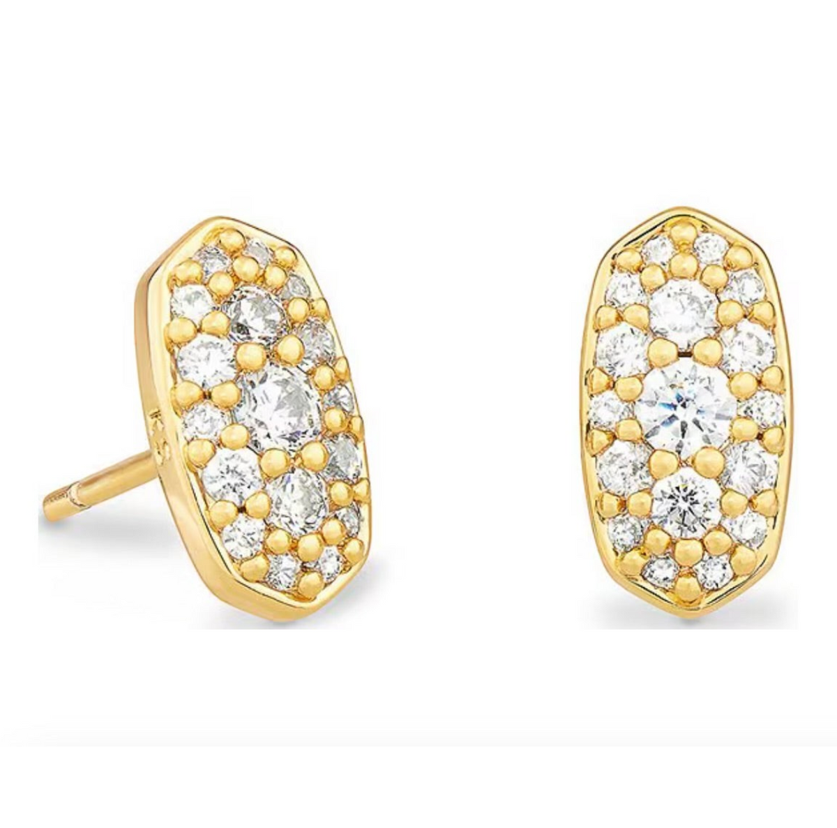 CURATED by Kira Kendra Scott Grayson stud earrings in 14k gold plated brass with white crystal CZ stones.