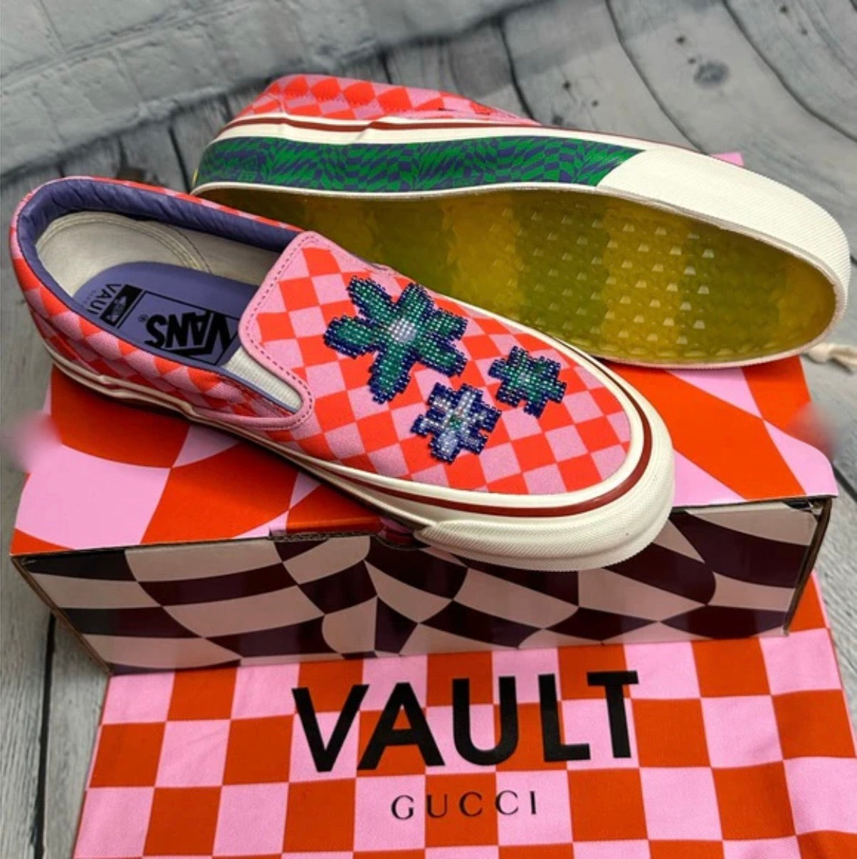 Gucci VAULT x Vans Collab Slip-On Beaded Sneakers - Size 9 M 10.5 W - NIB