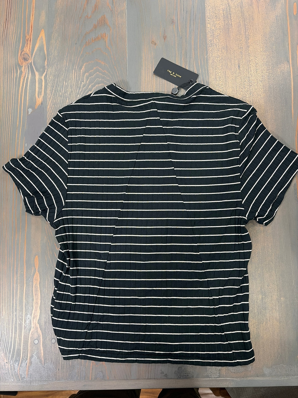 5674 - Rag & Bone Luca Stripe Rib Baby Tee - Size M - NWT - Retail $158