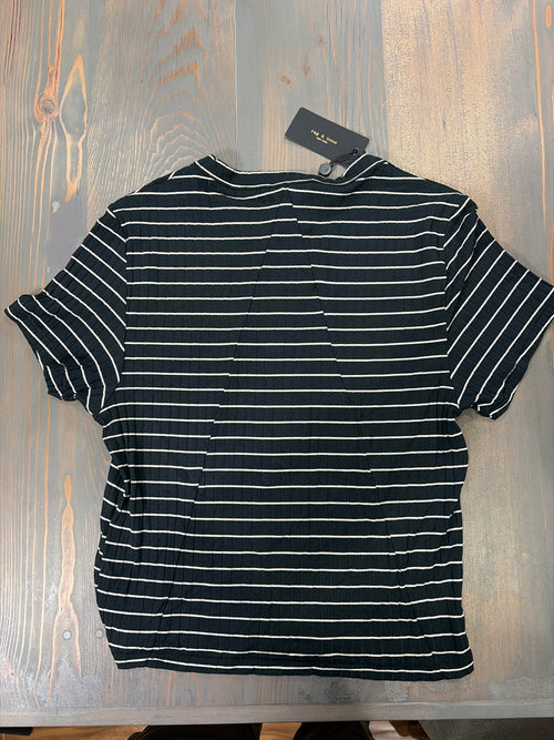 5674 - Rag & Bone Luca Stripe Rib Baby Tee - Size M - NWT - Retail $158