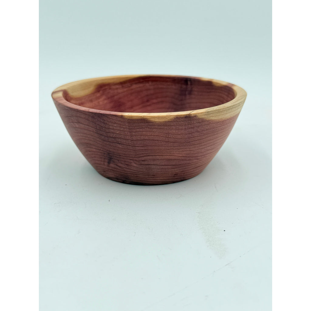 Small Handcrafted Cedar Serving Bowl 5.25 x 2, salad or snack dish, rustic kitchen decor, artisan made, smooth satin seal