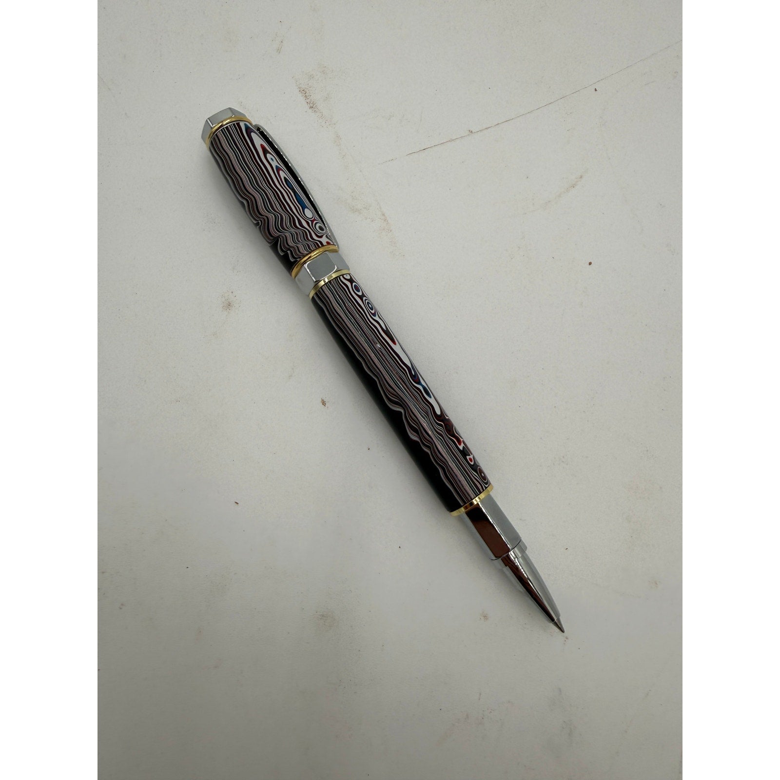 Hand Turned Fordite Rollerball Pen Gift Set, executive gift, hand crafted, rare fordite barrel, smooth writing, upgradeable refill