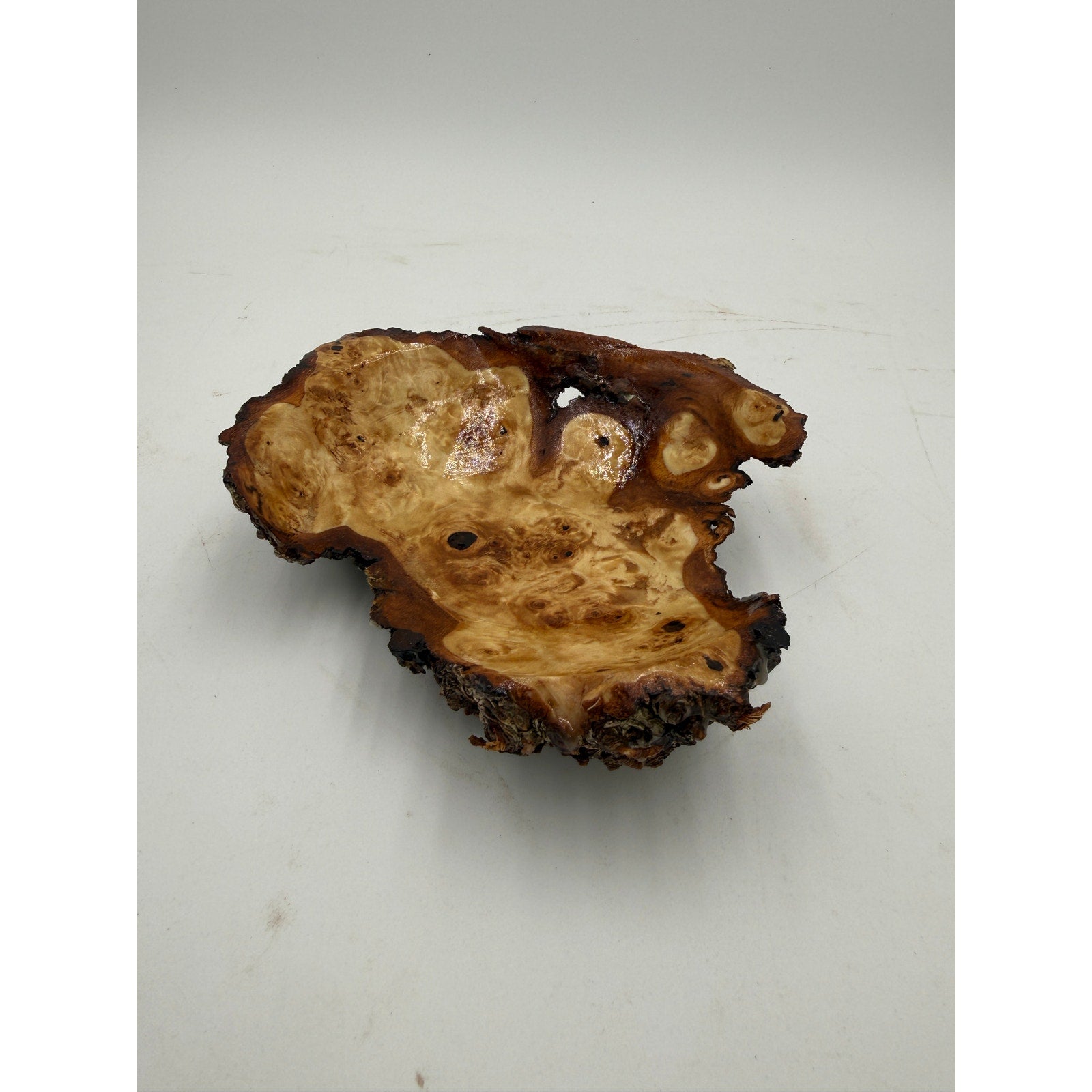 Live Edge Birch Burl Cap Decorative Bowl, 7" x 2", hand turned wood, natural edge centerpiece, handcrafted gift