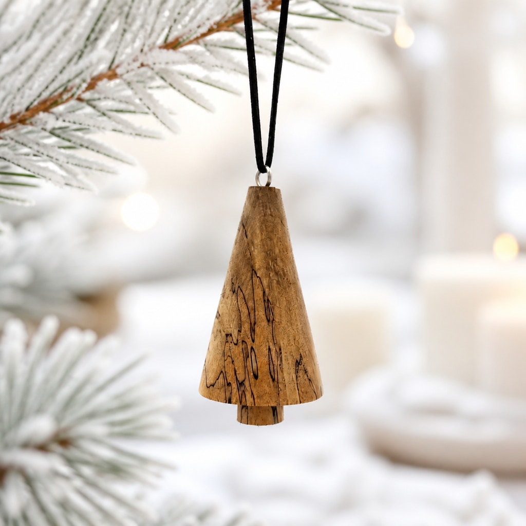 Hand Turned Wooden Christmas Ornament, One of a Kind, Artisan Holiday Decor, 2.5 to 7 Inches