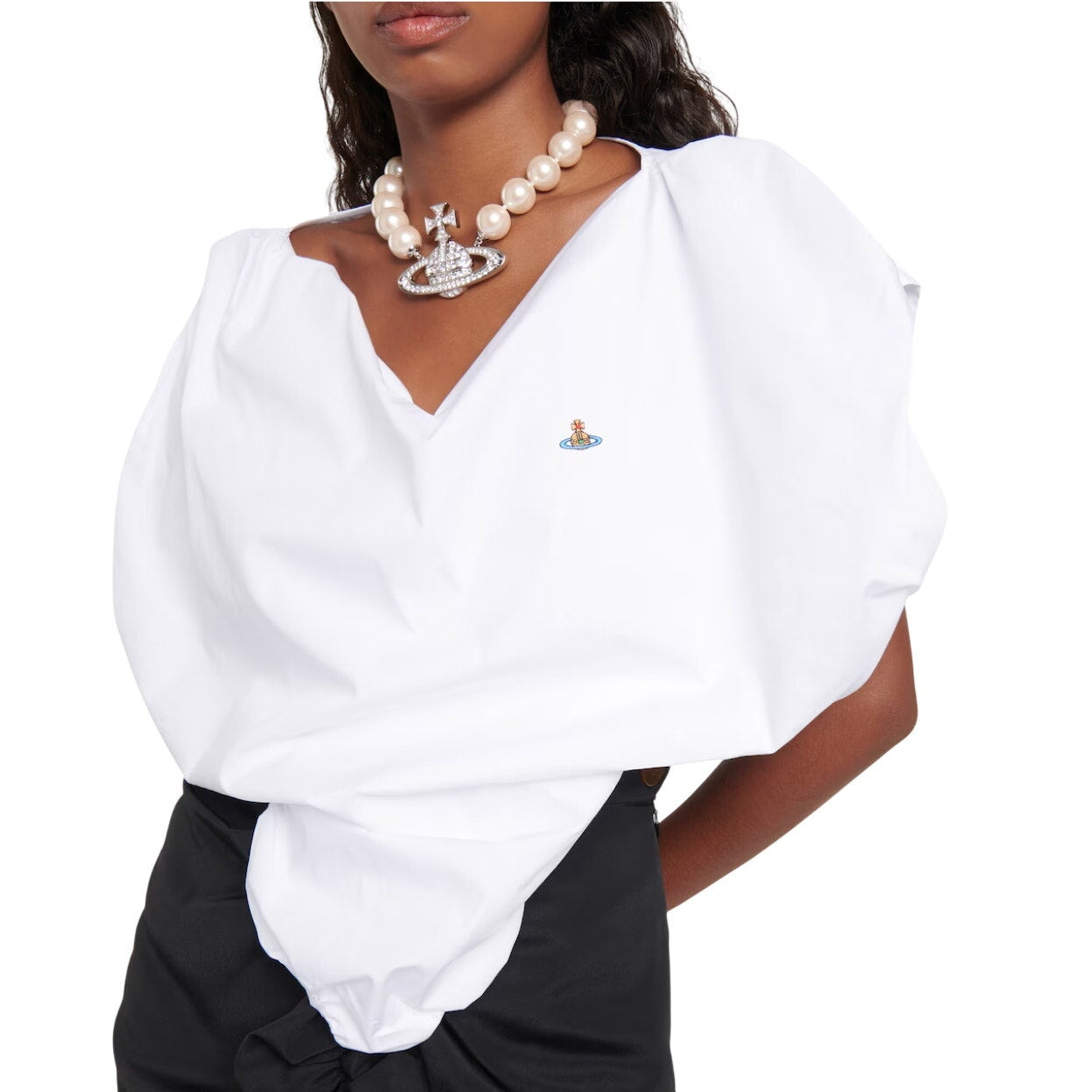 Vivienne Westwood Heart Top White Cotton Asymmetric Size XL NWT