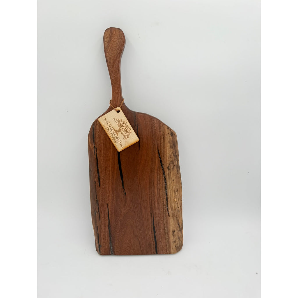 Live Edge Walnut Charcuterie Board with Handle, 21 x 9.5 x 1.25 in, serving tray, cheese board, kitchen gift