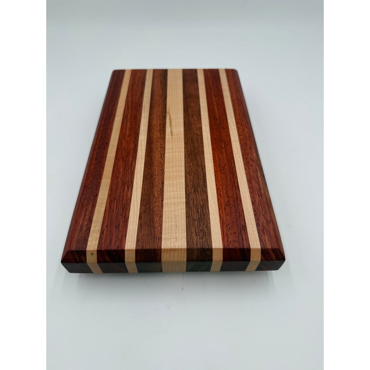 Handcrafted Edge Grain Cutting Board, Padauk Walnut Maple, 11.75 x 7.5 x 1.5 Inches, SKU 1481