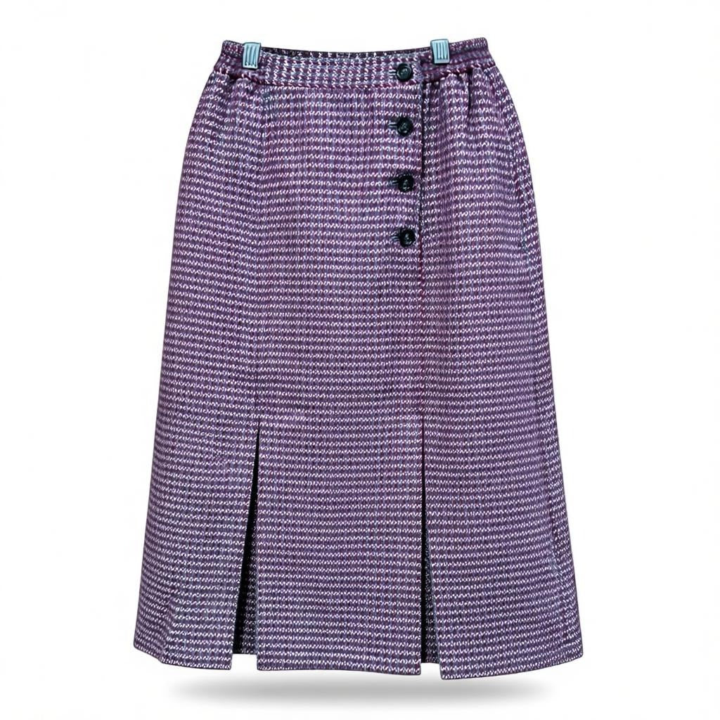 Christian Dior Vintage 1990s Tweed Skirt Burgundy Gray Size M