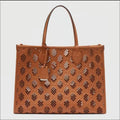 Gucci Ophidia Perforated Leather Tote Bag | Brown | NWT