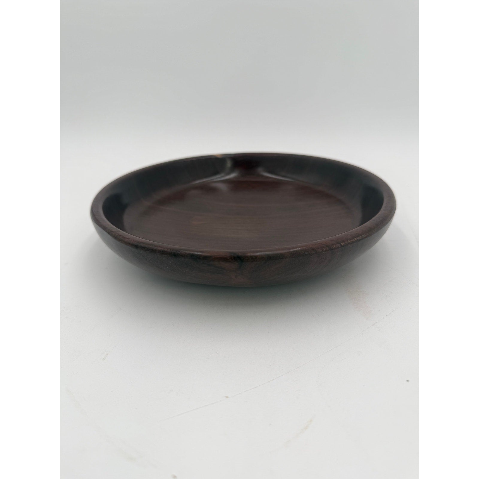 Minimal Dark Wood Serving Bowl 9x2, hand crafted, functional dish, rustic modern decor, small fruit or snack