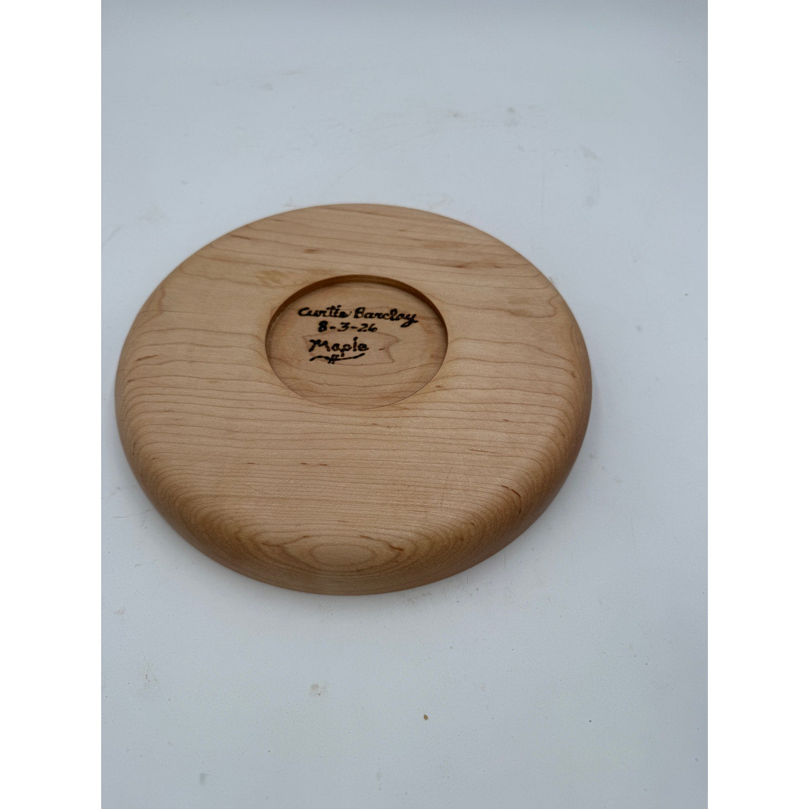 Hand Turned Maple Serving Tray, 10x1.25 Inch, Food Safe Finish, SKU 1413