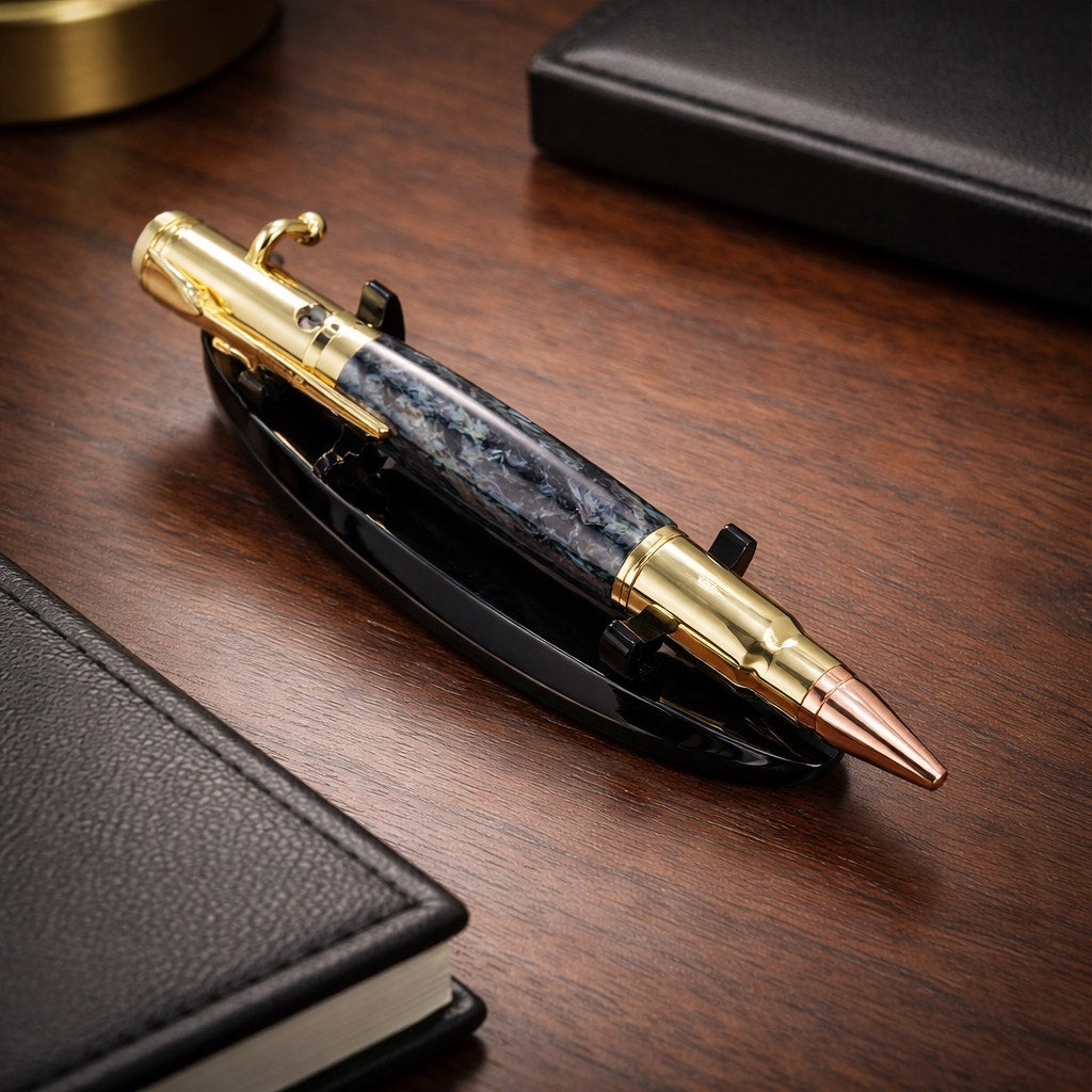 Hand Turned Purple Epoxy Bolt Action Pen, rollerball refill, executive writing gift, smooth ink, handmade USA