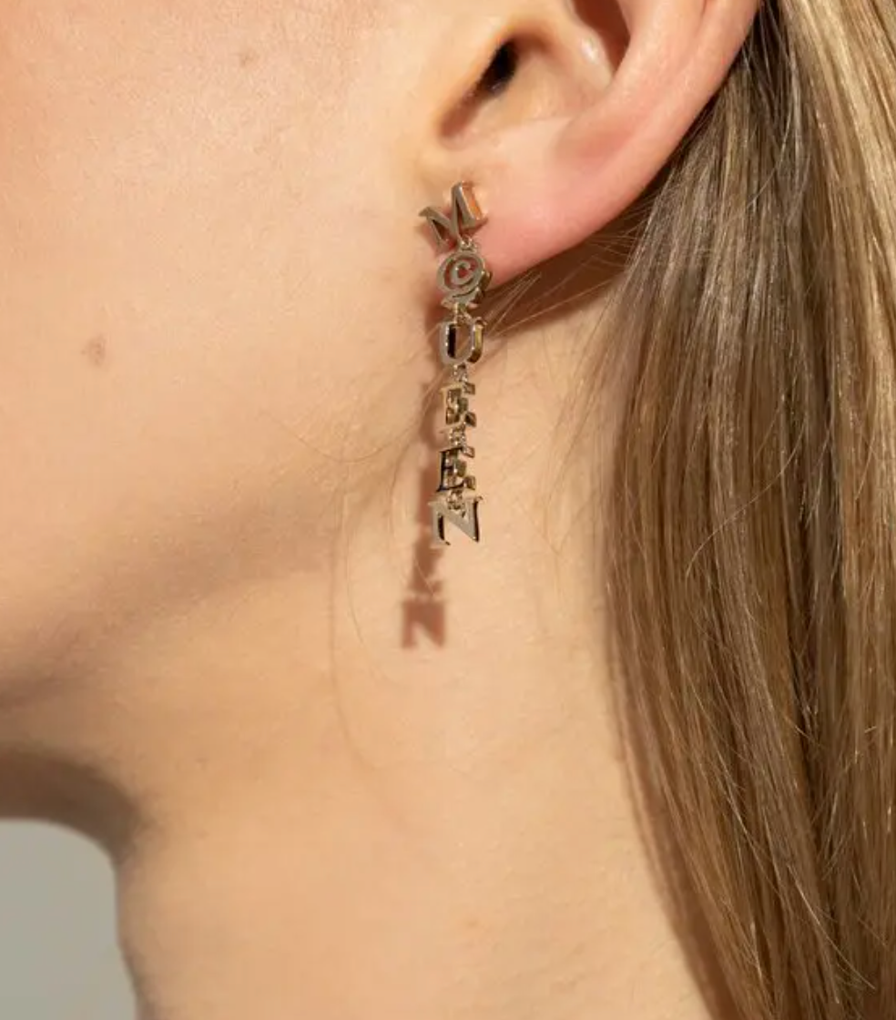 6975 - Alexander McQueen Logo Drop Earrings - NWT
