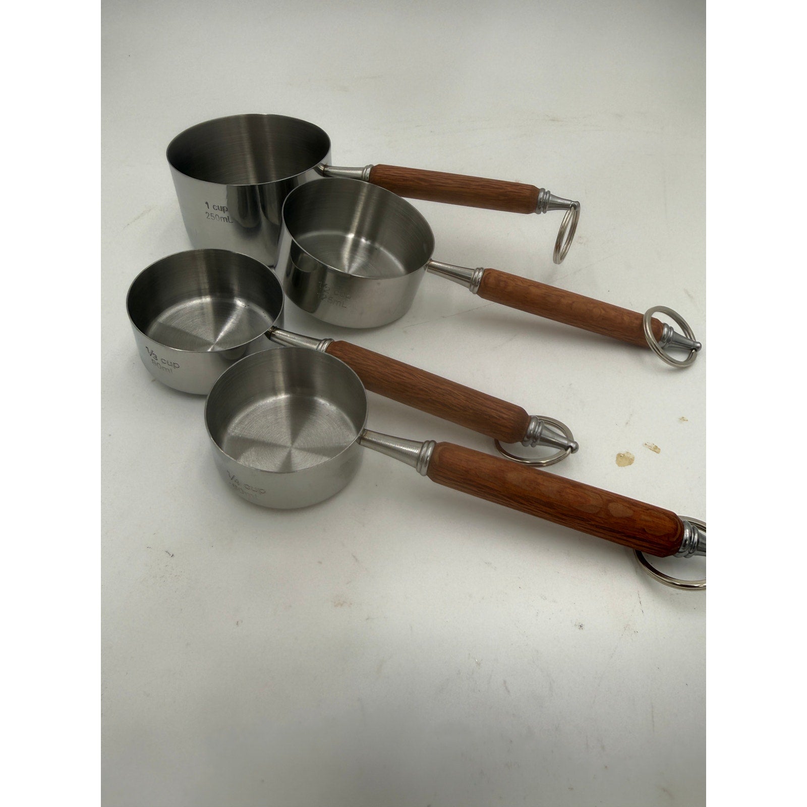 Handcrafted Measuring Cups Set of Four, Lacewood Handles, 1 Cup to 1/4 Cup, SKU 1425 1426