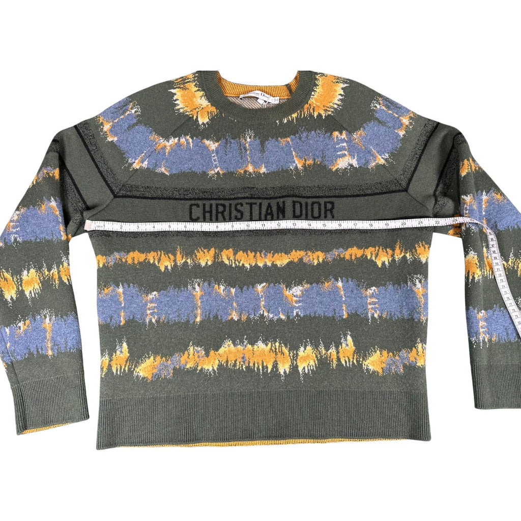 Christian Dior Tie-Dye Logo Sweater Green Blue FR40 / US8 Excellent
