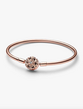 Pandora Moments Sparkling Snowflake Clasp Bangle in Rose Gold - New in Box