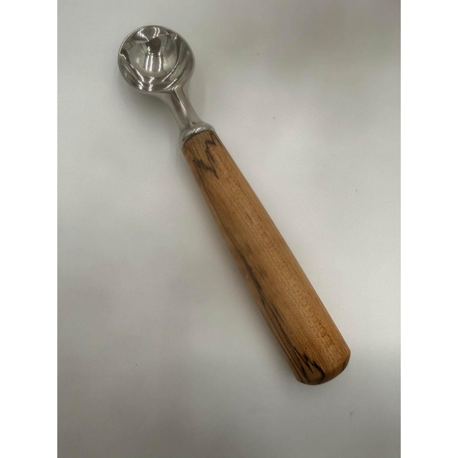 Wood Handle Ice Cream Scoop Kitchen Tool, Stainless Steel Hardware, 8 Inch Long, SKU 1438 1439O 1440 1441
