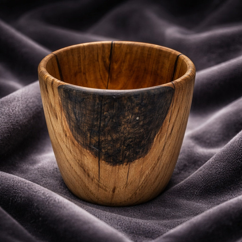 Modern White Oak Woodturning Bowl, handmade artistry, black resin detail, rustic home decor piece, small desk or entryway dish