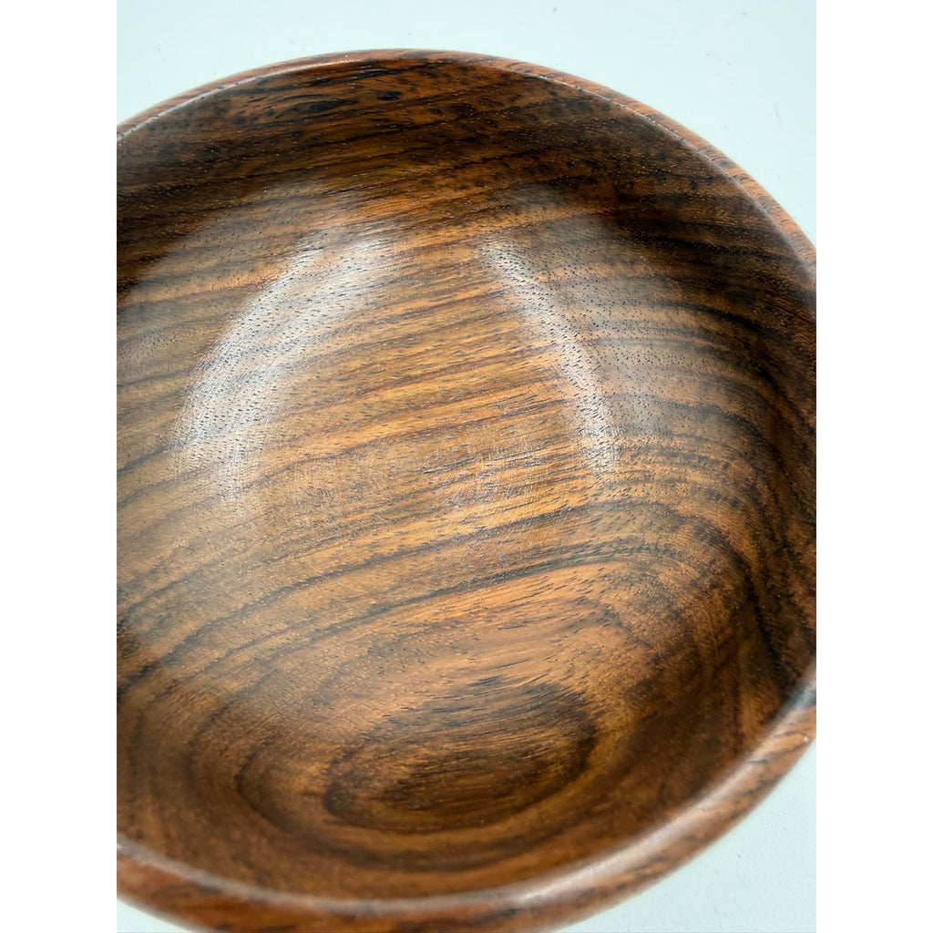 Hand Turned Bocote Wood Bowl 5.5 x 1.75 inches, exotic hardwood, handmade, food safe finish, decorative dish, small salad or snack