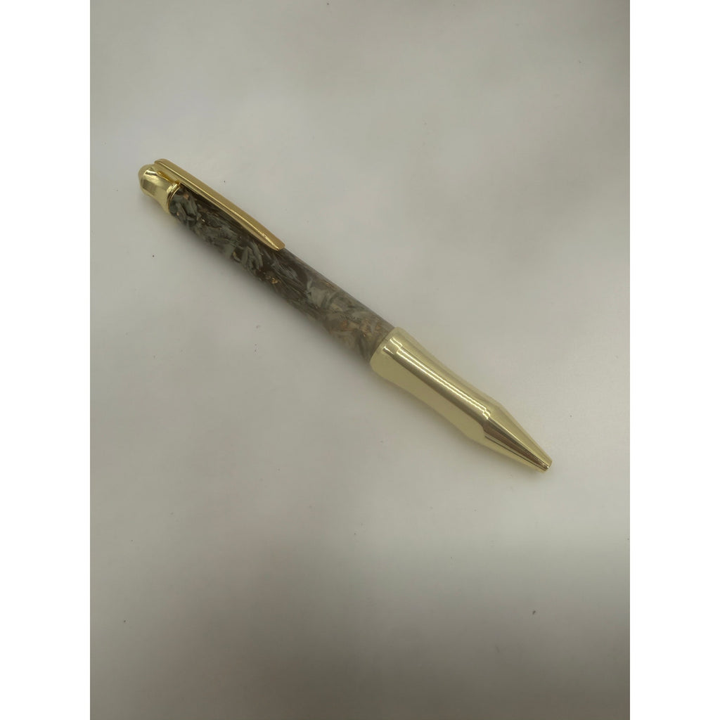 Custom Money Contour Twist Pen, Gold Hardware, Epoxy Barrel, Shredded Currency, SKU 1475