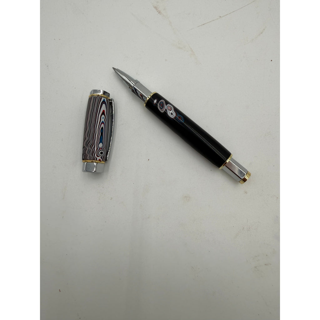 Hand Turned Fordite Rollerball Pen Gift Set, executive gift, hand crafted, rare fordite barrel, smooth writing, upgradeable refill