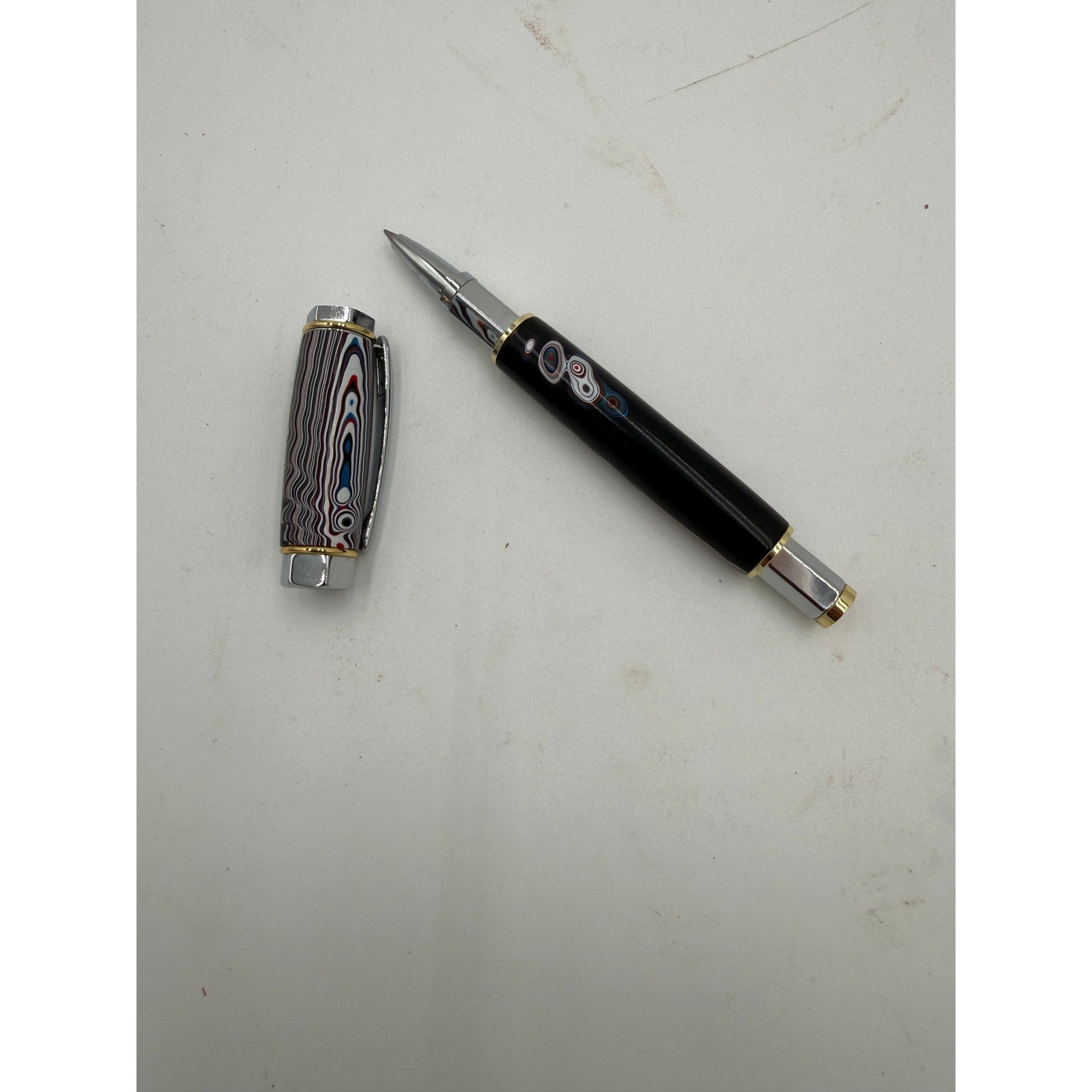Hand Turned Fordite Rollerball Pen Gift Set, executive gift, hand crafted, rare fordite barrel, smooth writing, upgradeable refill