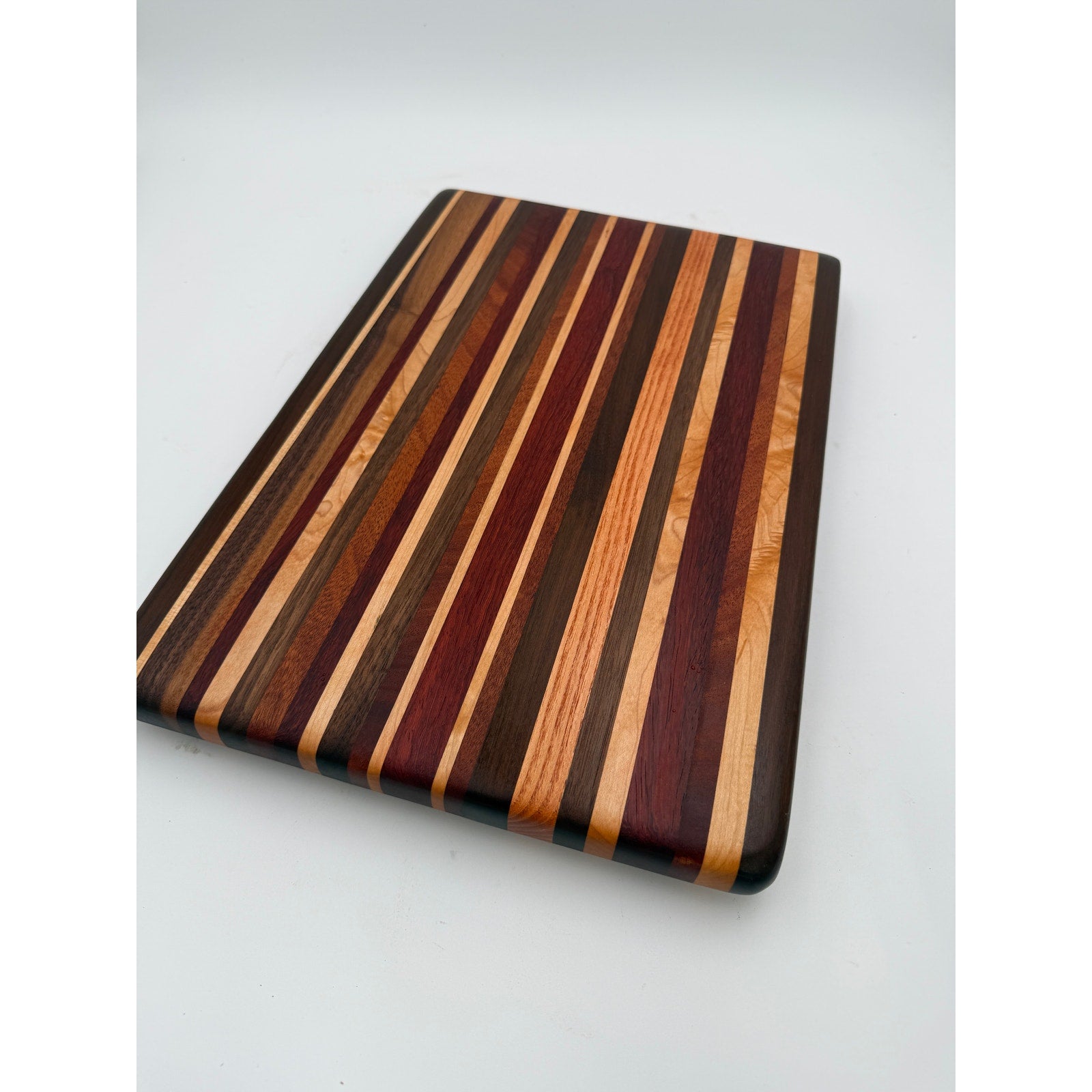 Handcrafted Edge Grain Cutting Board, 17.5 x 12 x 1 Inch, Laminated Domestic and Exotic Hardwoods
