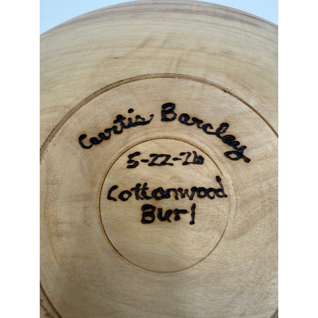 Cottonwood Burl Hand Turned Serving Bowl, 11.25 x 2 in, artisanal wood decor, functional centerpiece, durable finish