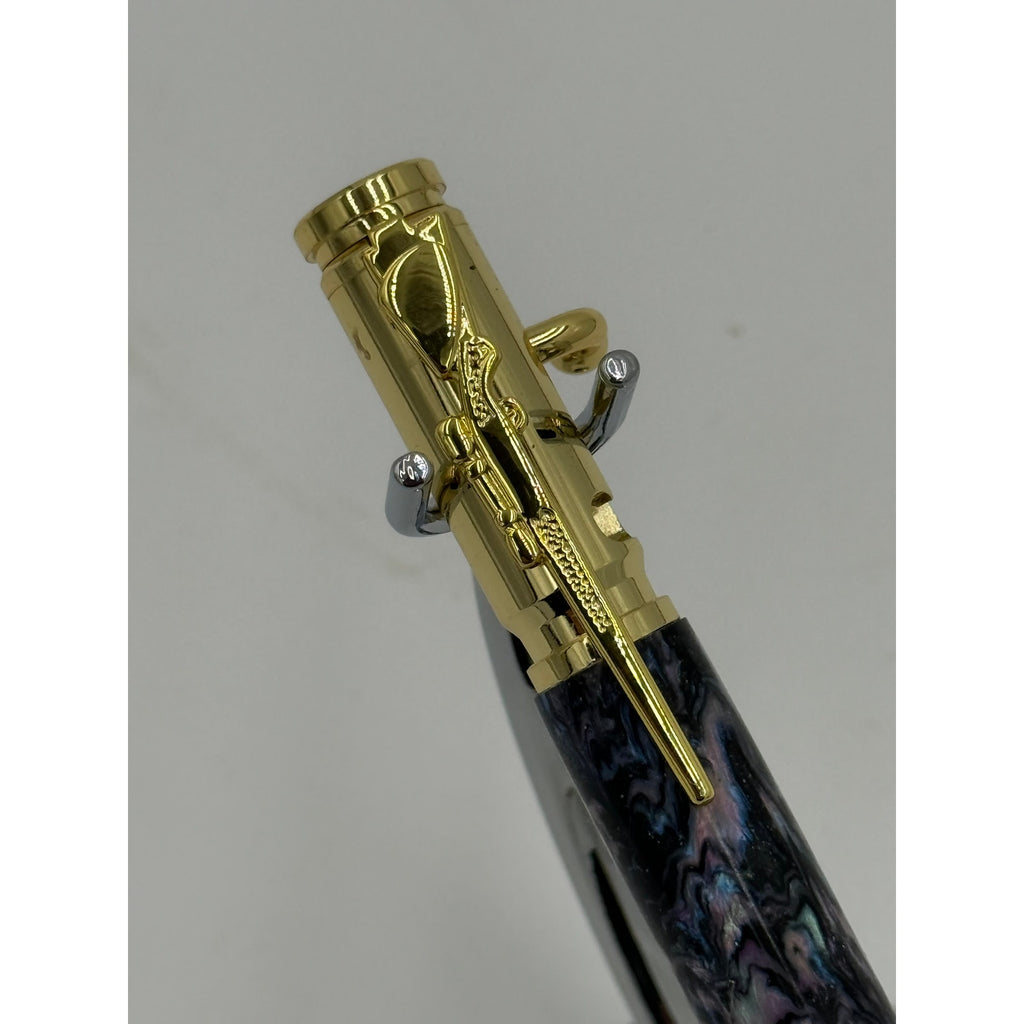 Hand Turned Purple Epoxy Bolt Action Pen, rollerball refill, executive writing gift, smooth ink, handmade USA