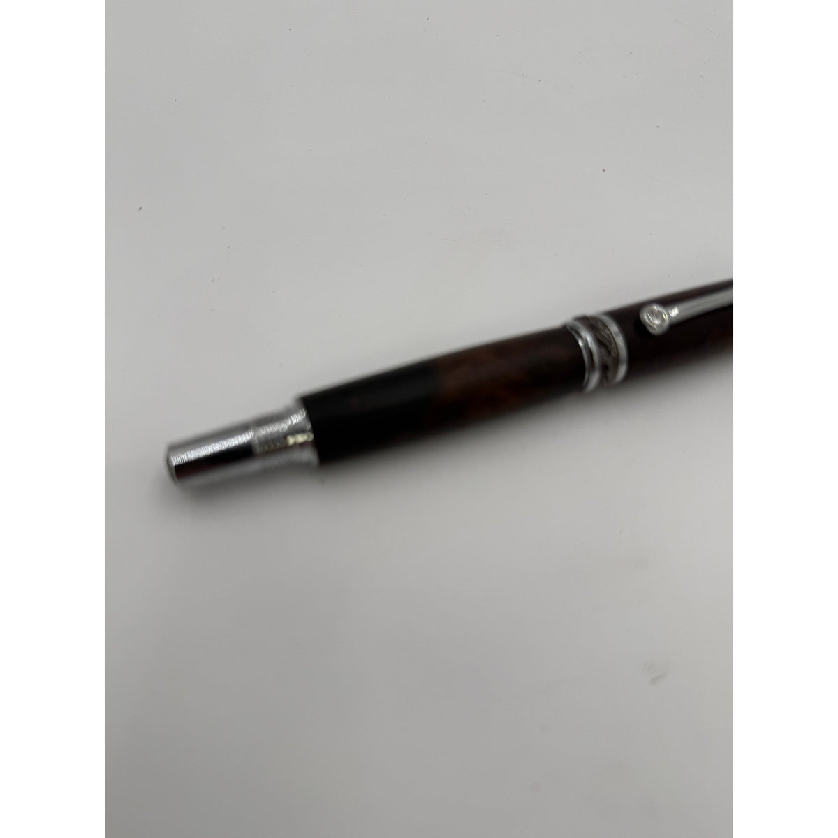 Custom Walnut Burl Rollerball Pen, Majestic Junior, Silver Hardware, Handcrafted Writing Gift