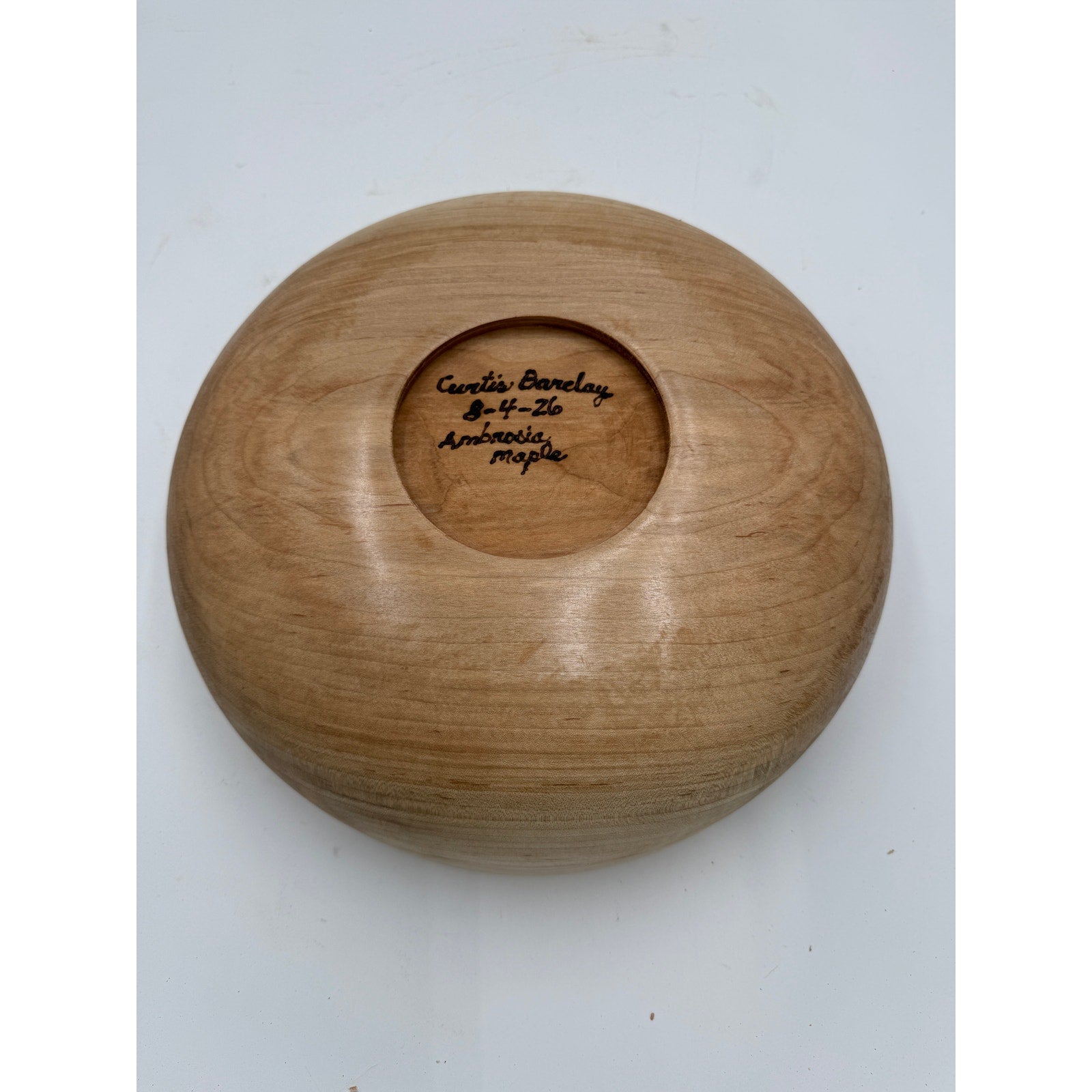 Hand Turned Ambrosia Maple Bowl, 12x4 Size, Rich Grain Patterns, SKU 1415
