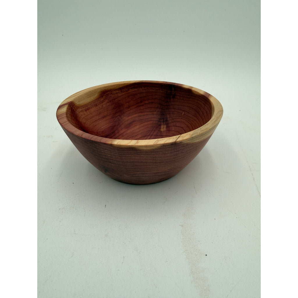 Small Handcrafted Cedar Serving Bowl 5.25 x 2, salad or snack dish, rustic kitchen decor, artisan made, smooth satin seal