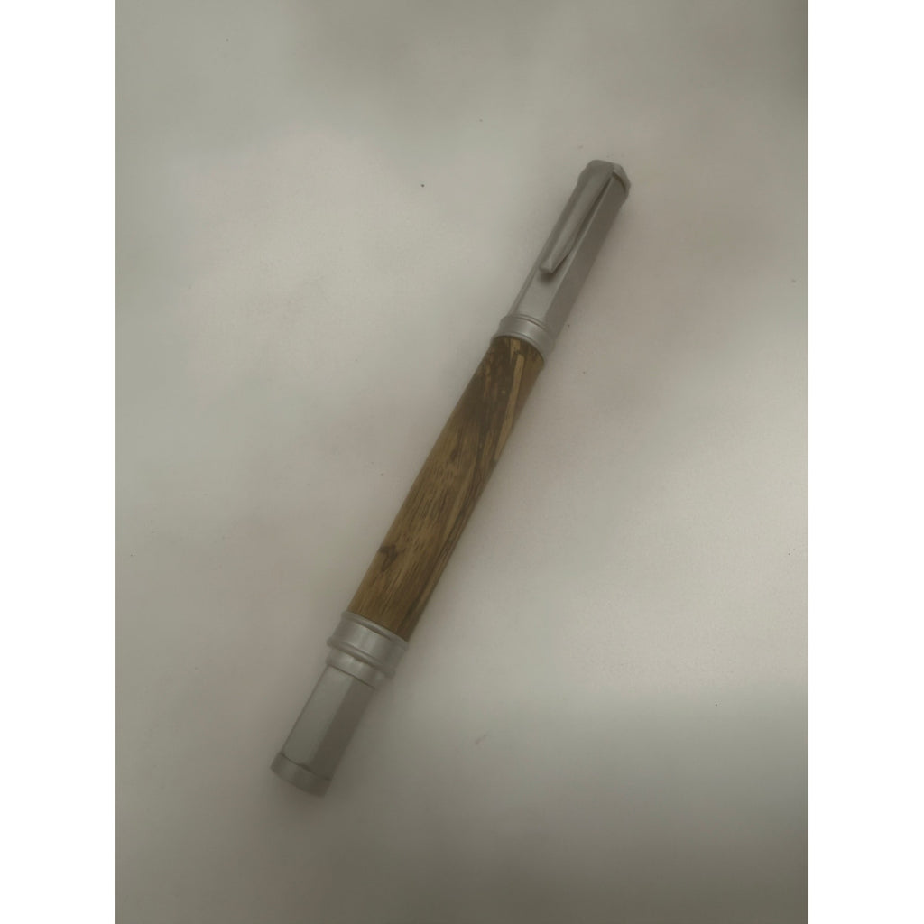 Vertex Fountain Pen in Spalted Tamarind, Hand Turned Barrel, Ink Pump, Cartridge, SKU 1469