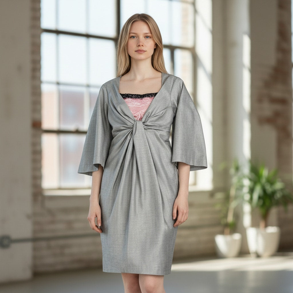Christian Dior Vintage RARE 2000s Wool Dress Gray Size 00-2