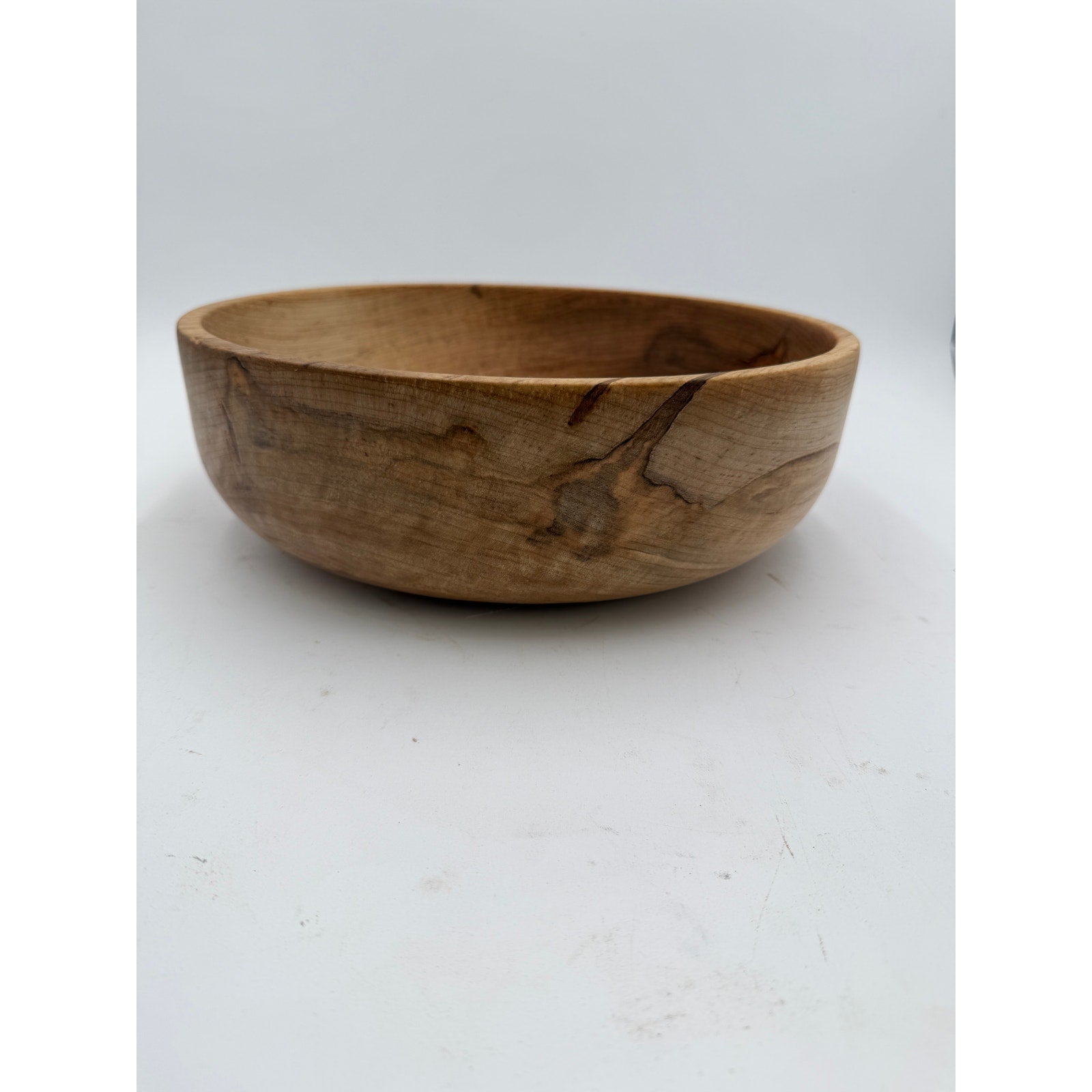 Hand Turned Ambrosia Maple Bowl, 12x4 Size, Rich Grain Patterns, SKU 1415