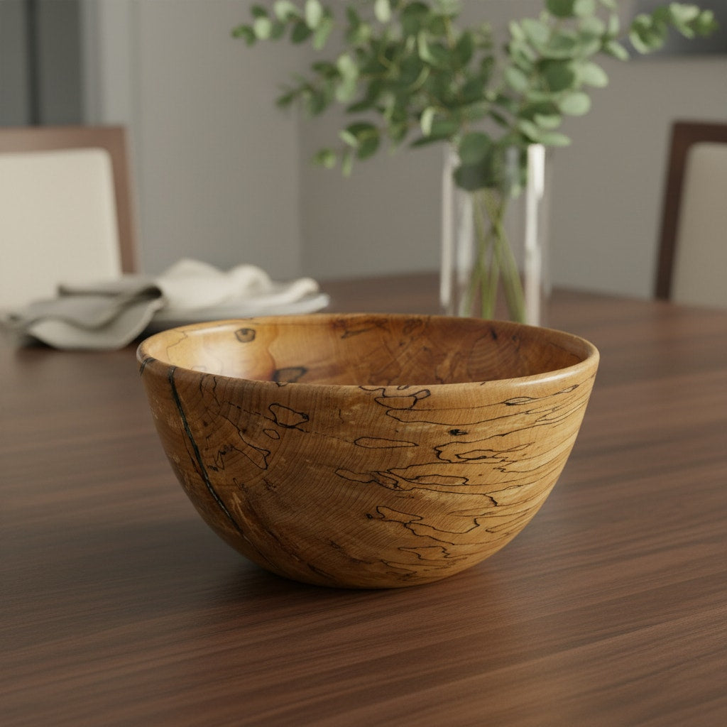 Decorative Spaulted Maple Bowl - Hand Turned