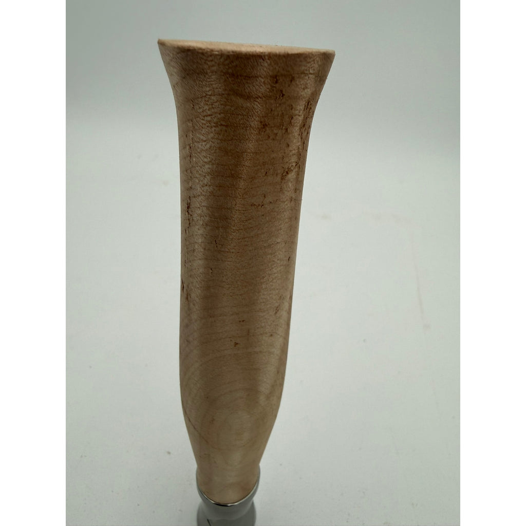 Hand Turned Maple Bottle Opener Handle, figured maple wood, handmade tool, ergonomic grip, durable stainless steel tip, bar accessory