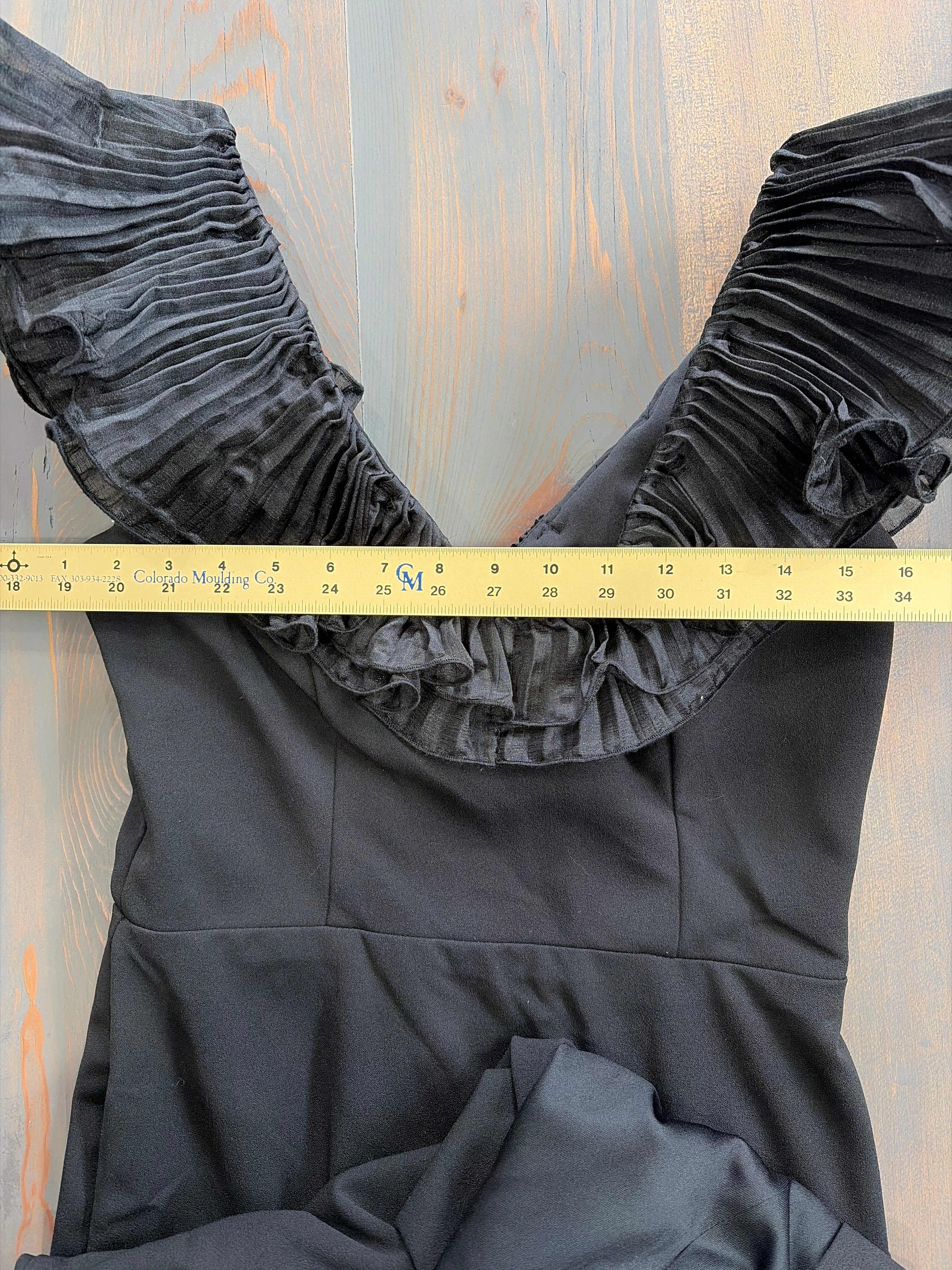 Aqua Long Scuba Crepe Organza Ruffle Gown - Size 8 - NWT