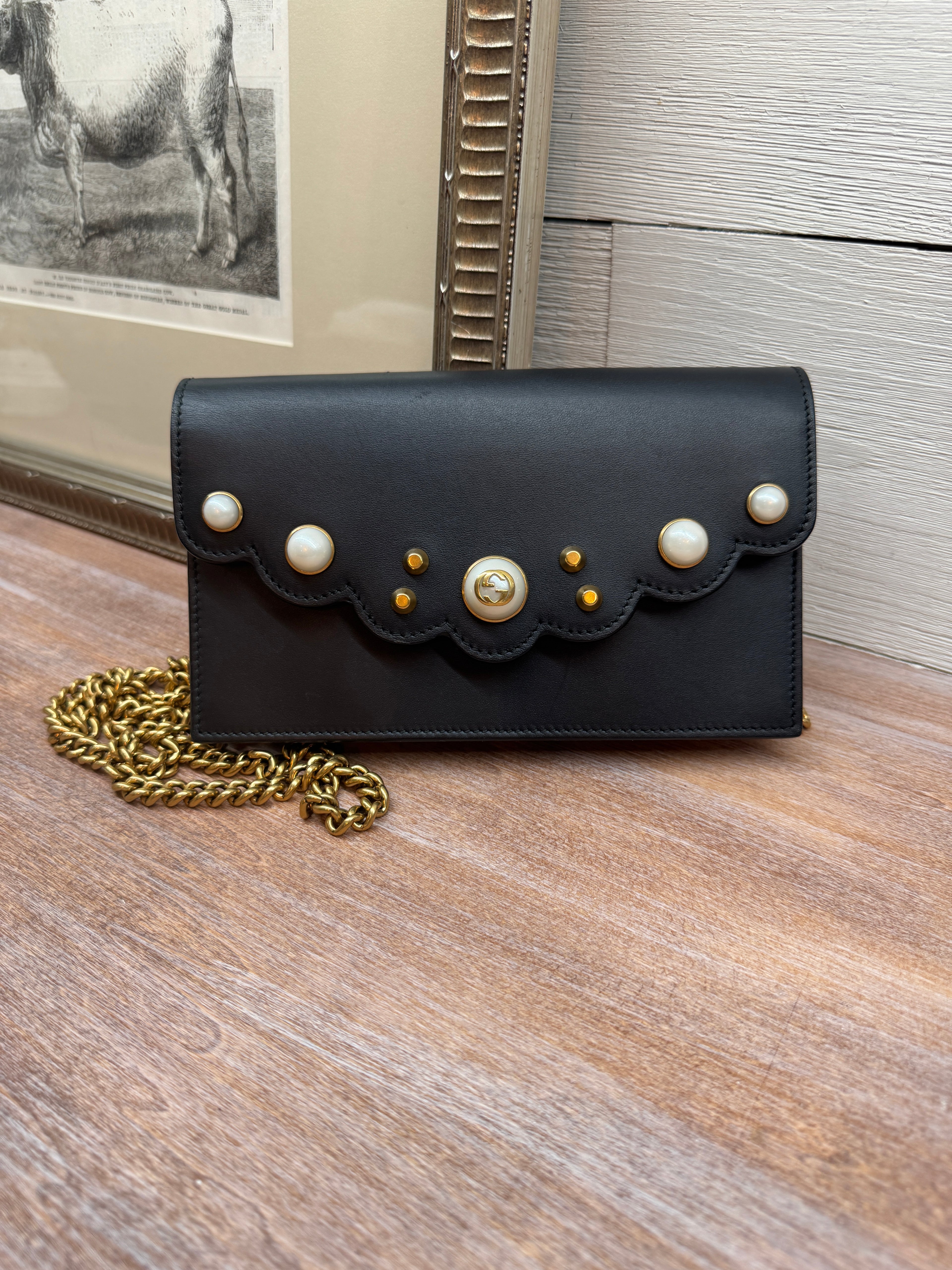 Gucci GG Marmont Pearl Wallet on Chain
