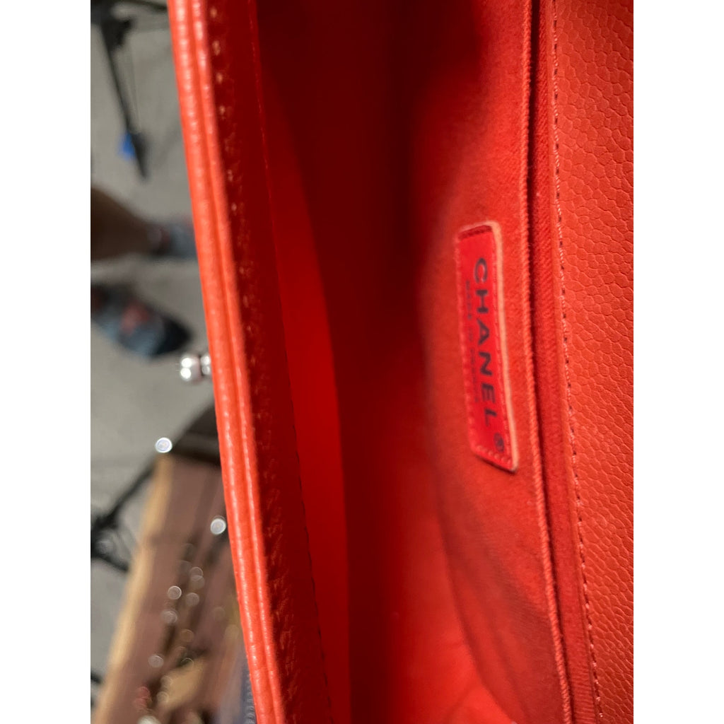 CHANEL Wild Stitch Old Medium Boy Bag Orange Red Caviar Leather – Excellent