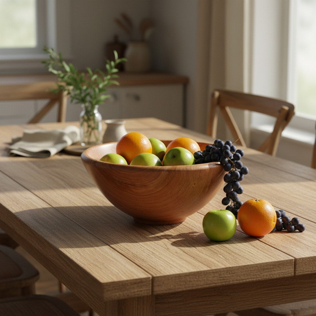 Hand Turned Wood Bowl, Black Cherry Deep Salad Bowl, Handmade Hardwood, Food Safe Bowl, Unique High Quality