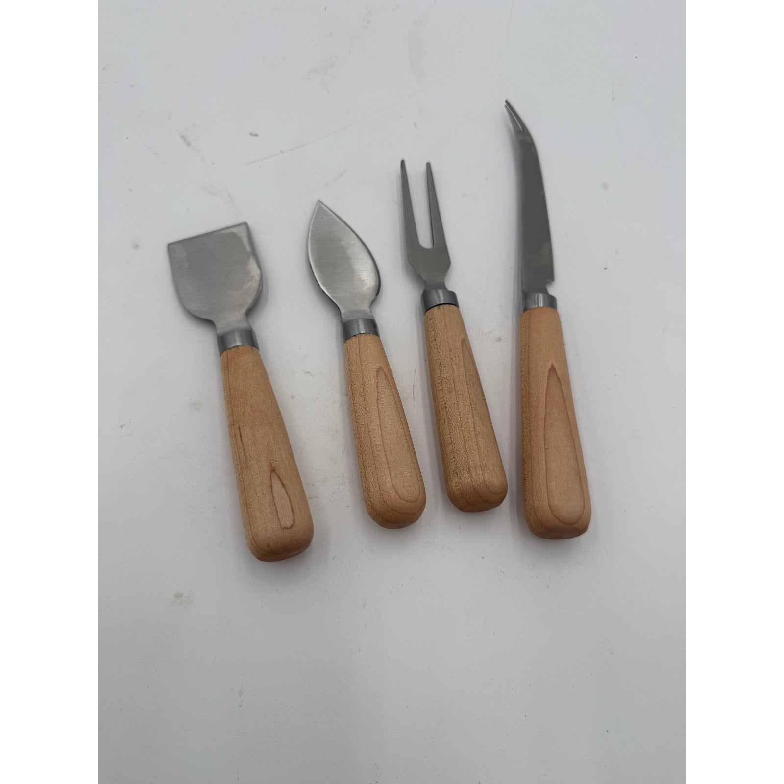 Handcrafted Cheese Knife Set for Entertaining, 4-piece kit, stainless steel blades, food safe, maple or sapele handles