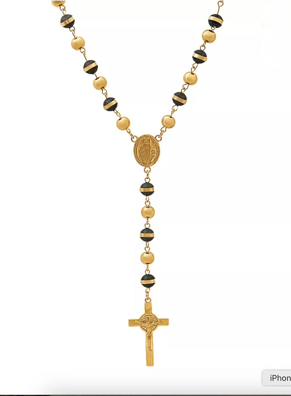 STEELTIME Men's Stainless Steel Prayer Rosary 28" Lariat Necklace - New