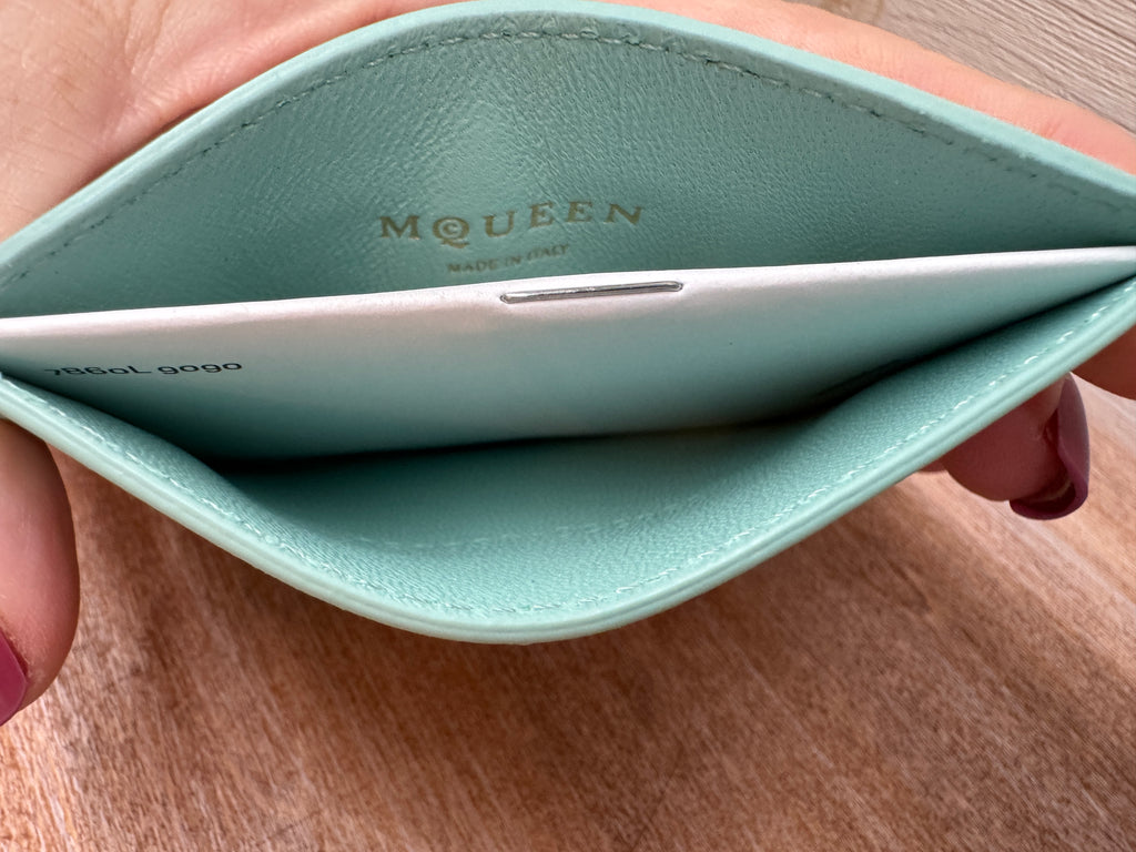 7455 - Alexander McQueen Card Case in Spearmint - NWT