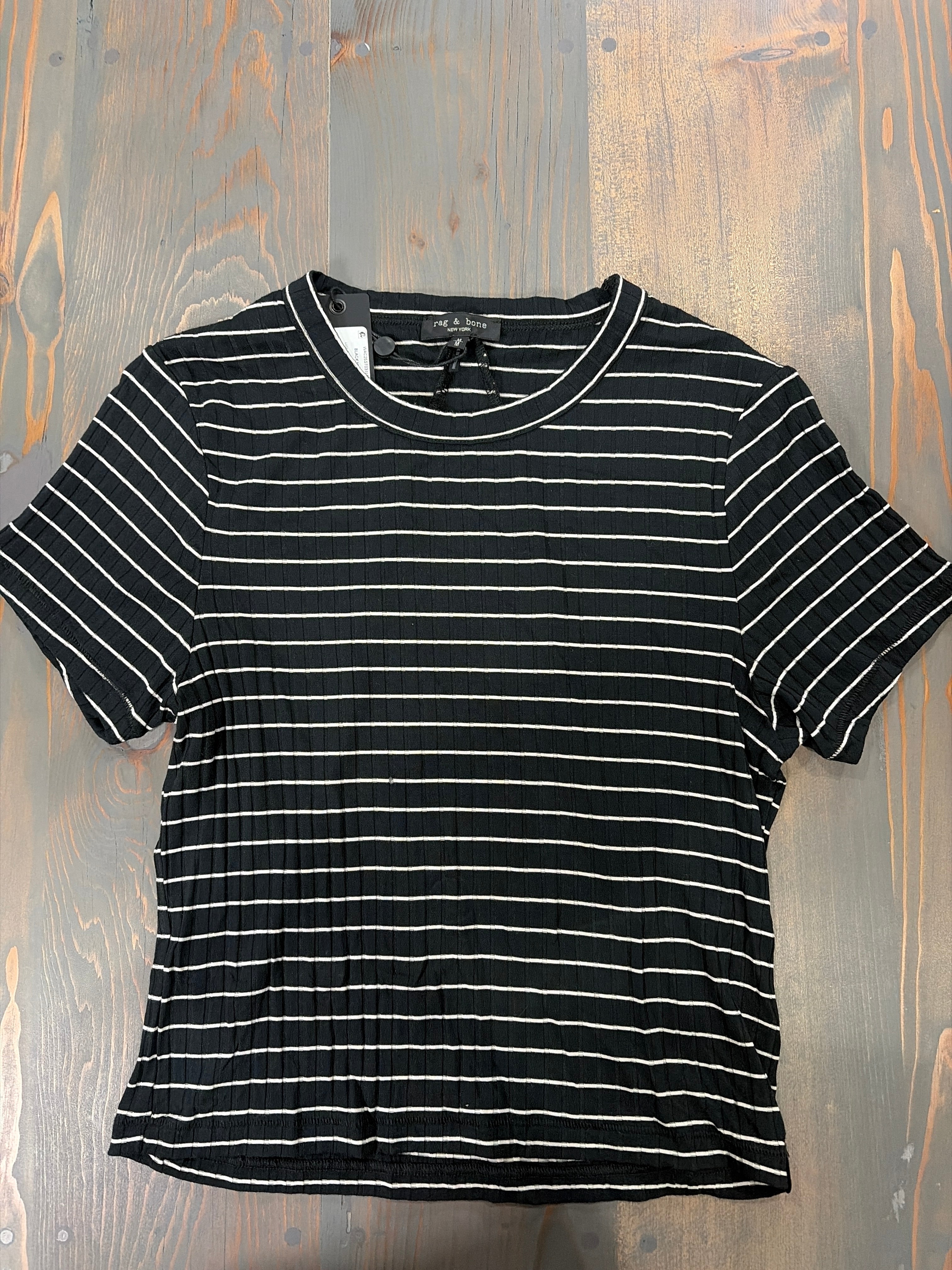 5674 - Rag & Bone Luca Stripe Rib Baby Tee - Size M - NWT - Retail $158