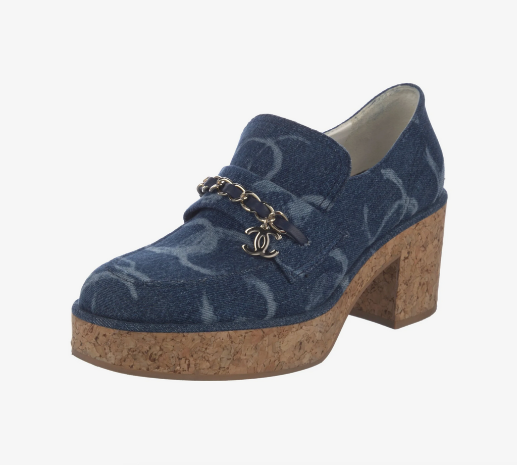 7008 - 2023 Interlocking CC Logo Denim Platform Loafers - Size 41