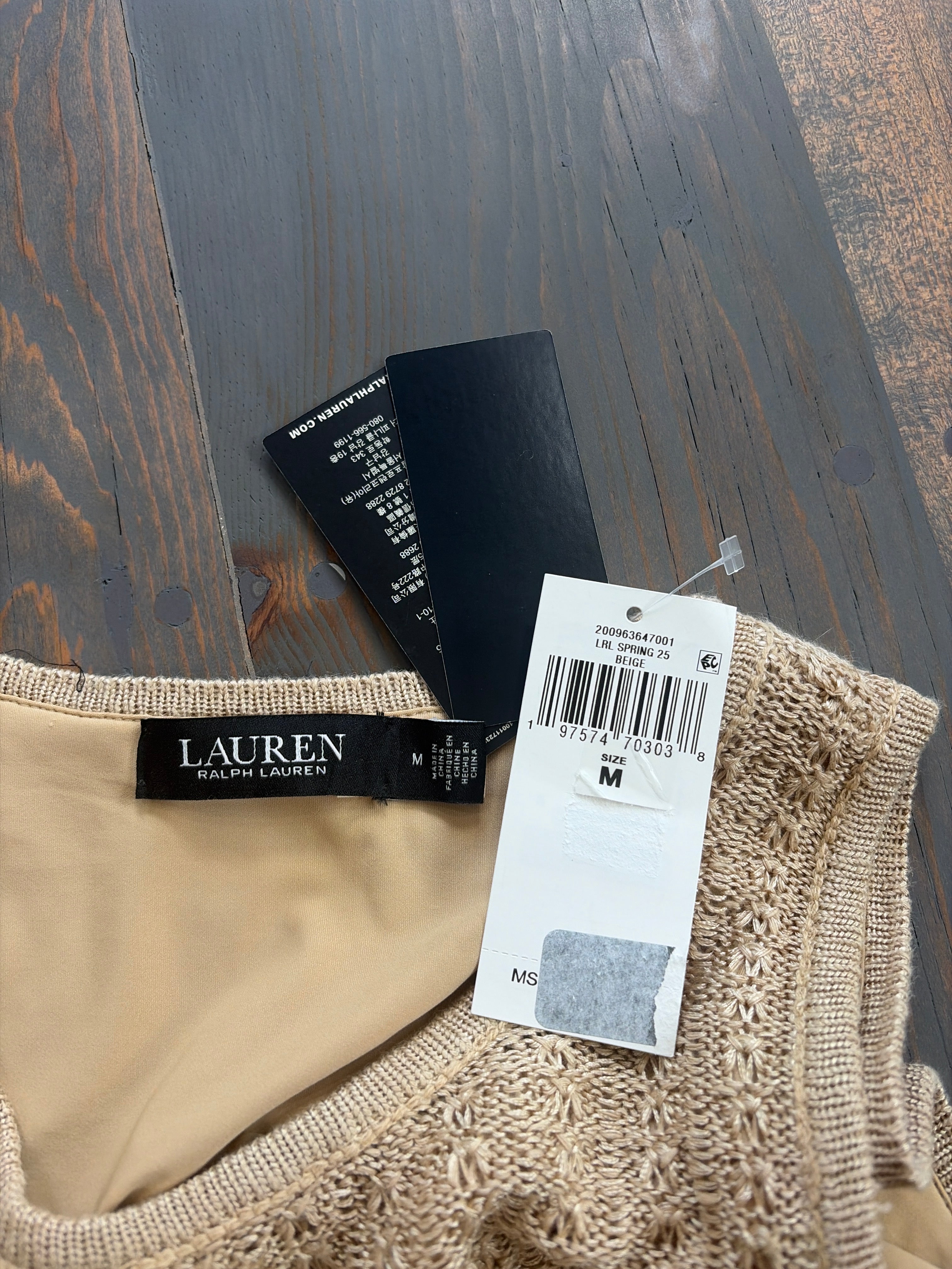 Lauren Ralph Lauren Pointelle Knit Sweater Dress - Size M - NWT